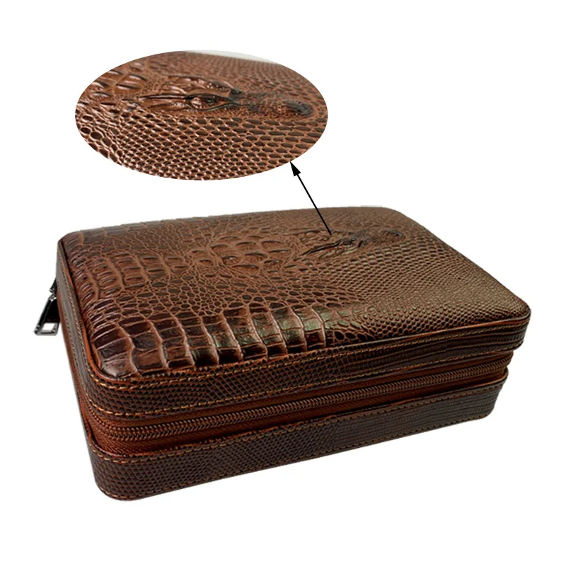 Portable Humidor Cigar Box Travel Cigar Case Leather Cedar