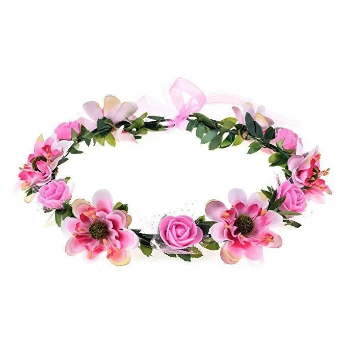 Wald Mädchen Blumenkrone handgewebte Seidenblume Haarschleife für Frauen Vintage elegante Hochzeit Haarschmuck Fotografie Requisiten – Detail 26