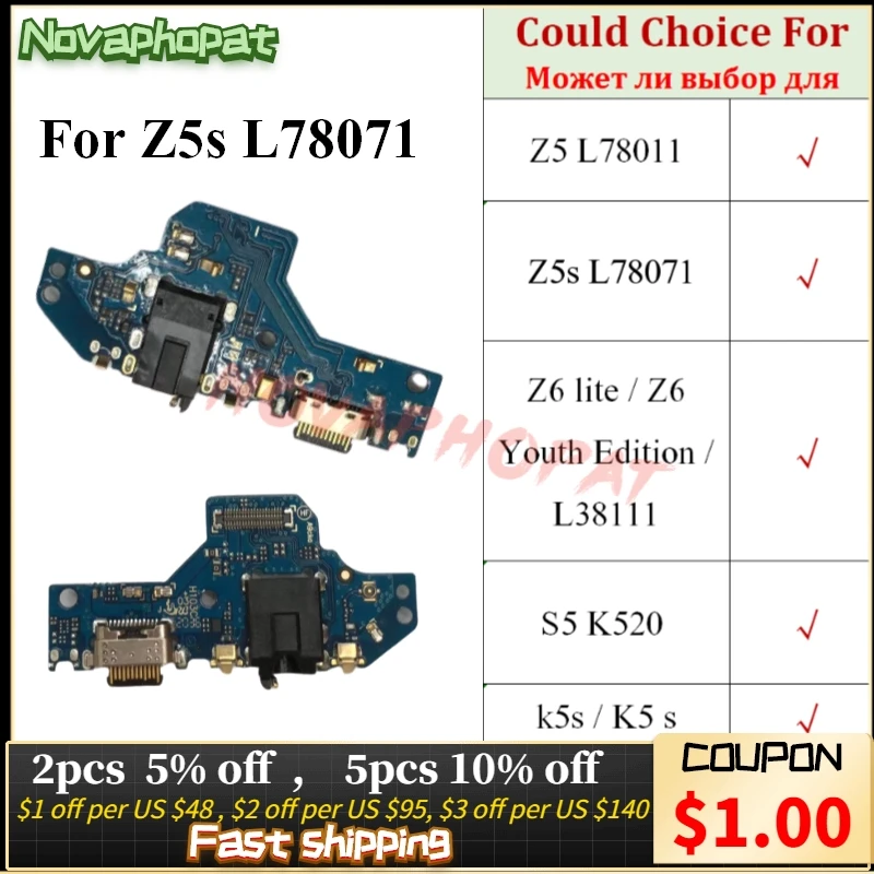 Novaphopat Per Lenovo Z5 Z5S Z6 Lite Edizione Della Gioventù S5 K520 K5S Usb Caricatore Del Bacino Di Carico Cavo Della Flessione Del Microfono Bordo