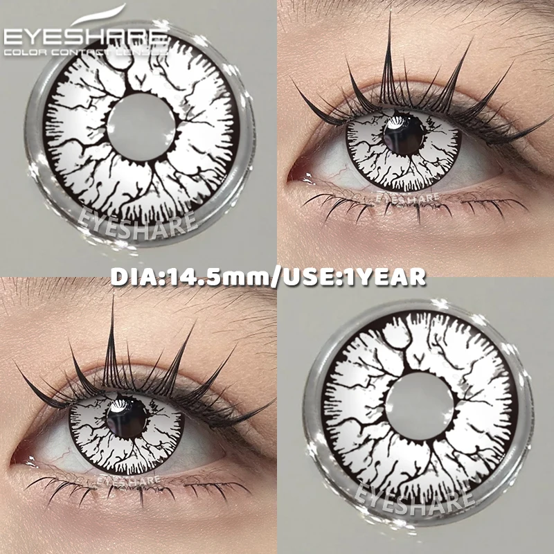 EYESHARE Cosplay White Contact Lenses - Colored Anime Eye Makeup for Halloween Accessories