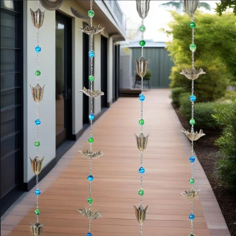 Iron Flower Umbrella Rain Chain for Temple Courtyard Drainage