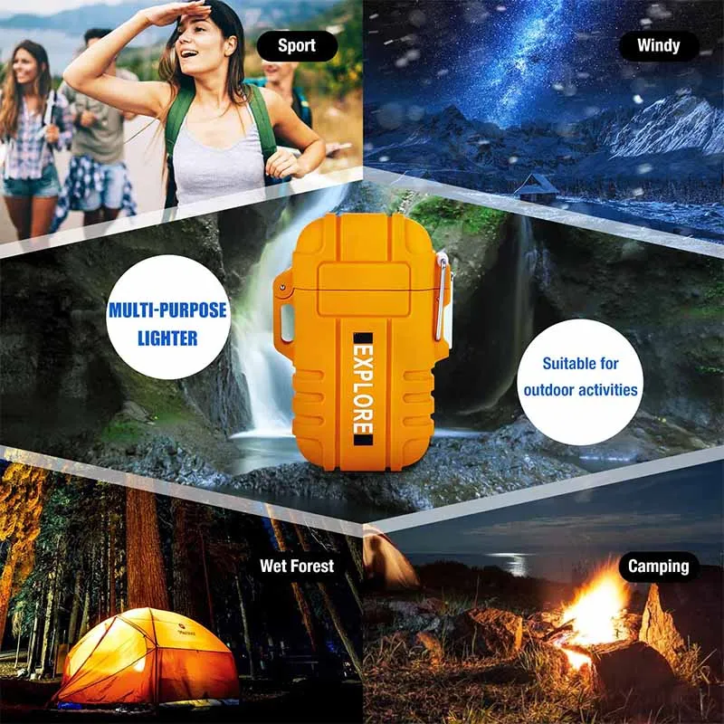 Outdoor Waterproof Usb Electric Lighter Windproof Dual Arc Plasma Lighters Smoking Accessories BBQ Candle lighter For Explorer bbq lighter cigarette lighter electric arc igniter