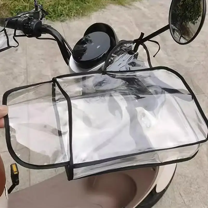 1pair Water Proof Motorcycle Handlebar Cover Handlebar Protective Cover Thick Durable Windproof Transparent Handlebar Mittens