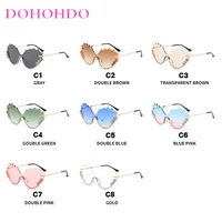 Lunettes de soleil de luxe pour femmes, design de marque, monture sans bords, motif vague diamant, style hip-hop, lunettes d'extérieur unisexes, protection UV400 6
