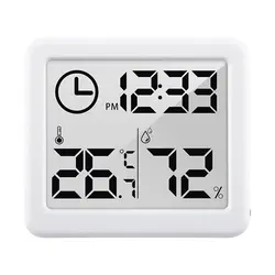 Ultra - Thin Smart Home Digital Thermohygrometer with LCD Clock Display (WHITE)