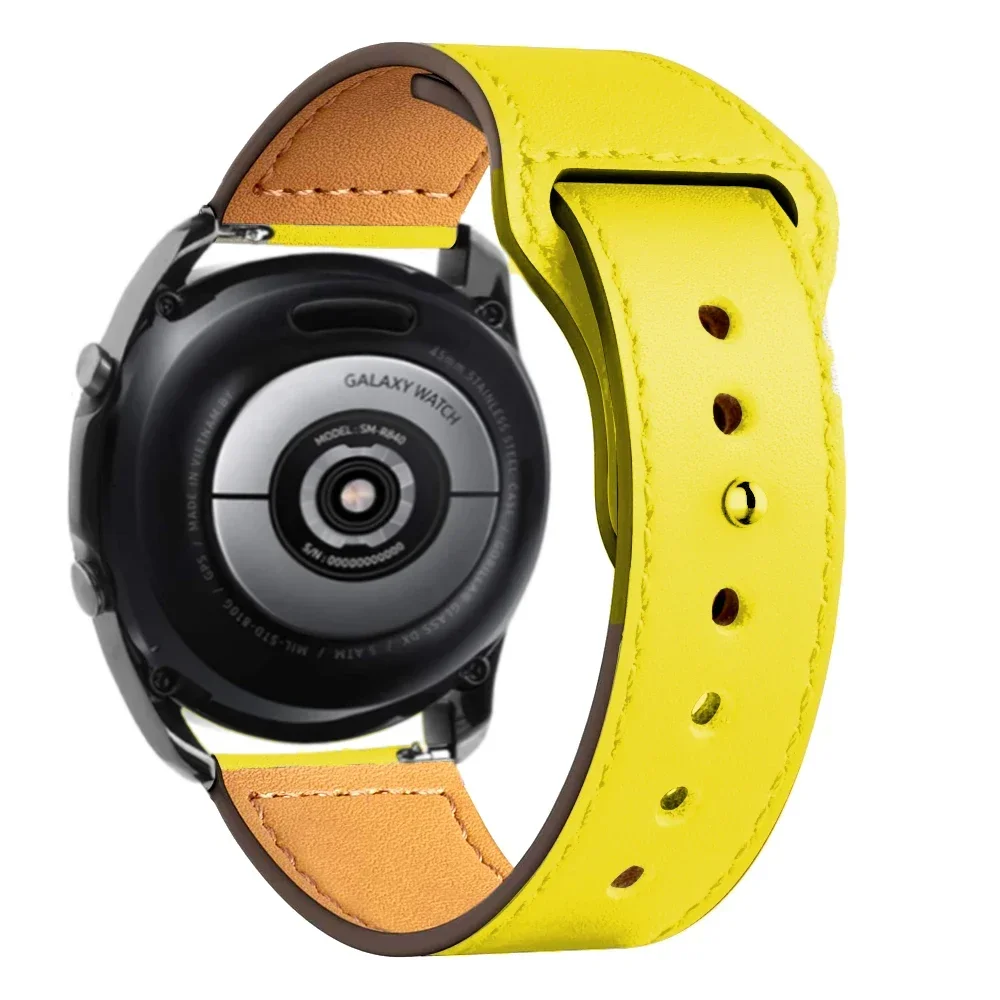 Magnetic Leather Strap with Metal Accents - Premium 22mm/20mm Band Bracelet