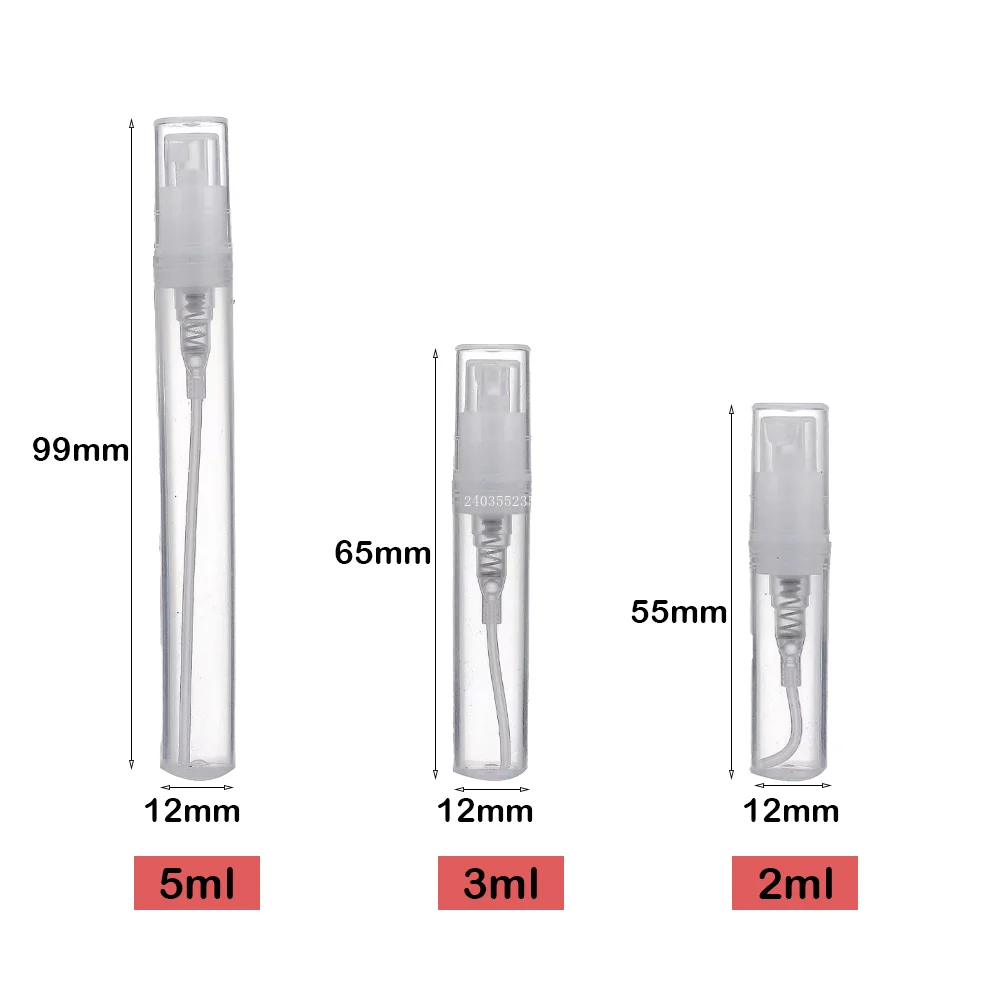 60/120 Pcs 2ml/3ml/5ml Plastic Spray Bottle Cosmetic Atomizer Perfume Bottle Atomization Vaporization Spray Liquid Container