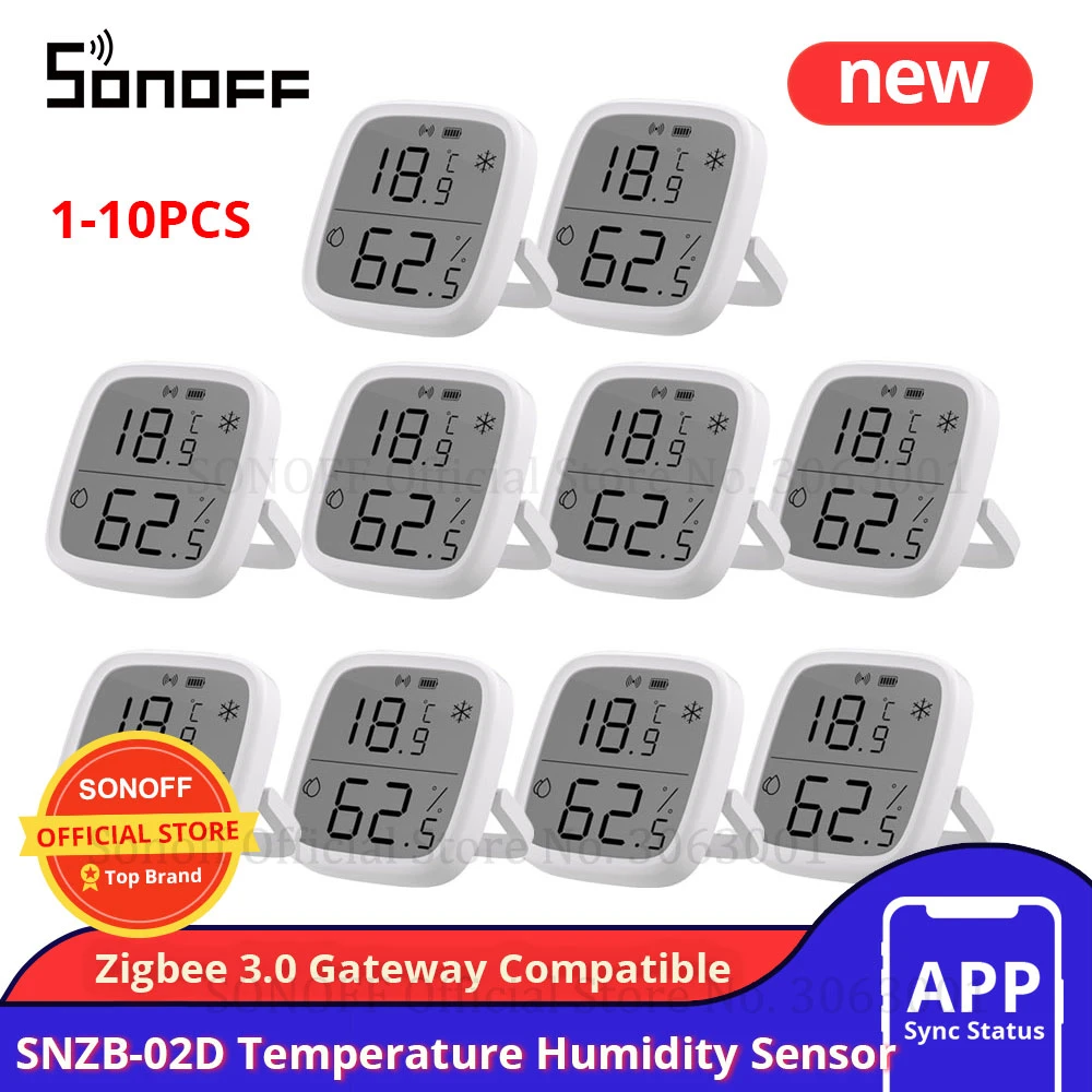 Humidity Meter Zigbee Indoor Temperature Humidity Sensor, SNZB-02D LCD Zigbee Thermometer Hygrometer Sonoff Zigbee