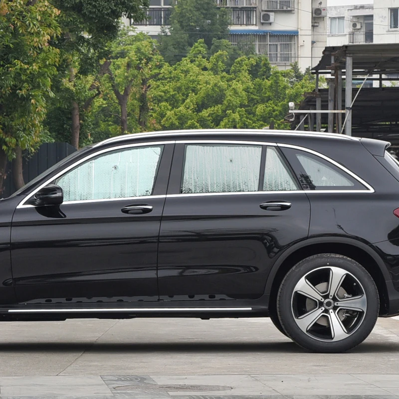 Ombrellone Parasole Auto Per Mercedes Classe E Coupé (2017-2023) - Protezione Solare Interna Per Parabrezza, Argento/Nero, Con Custodia - 2