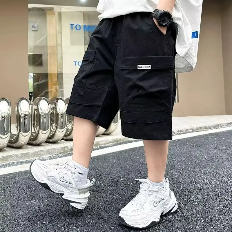 남녀공용 통기성 작업복 바지, 얇은 스타일, 미드 투 라지, 캐주얼 와이드 레그 반바지, 여름 신상