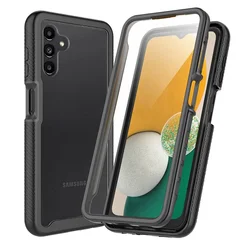 Enhanced Shockproof PET Screen Protector Case with TPU Frame and Plastic Back Cover - Galaxy A22 5G (Black)