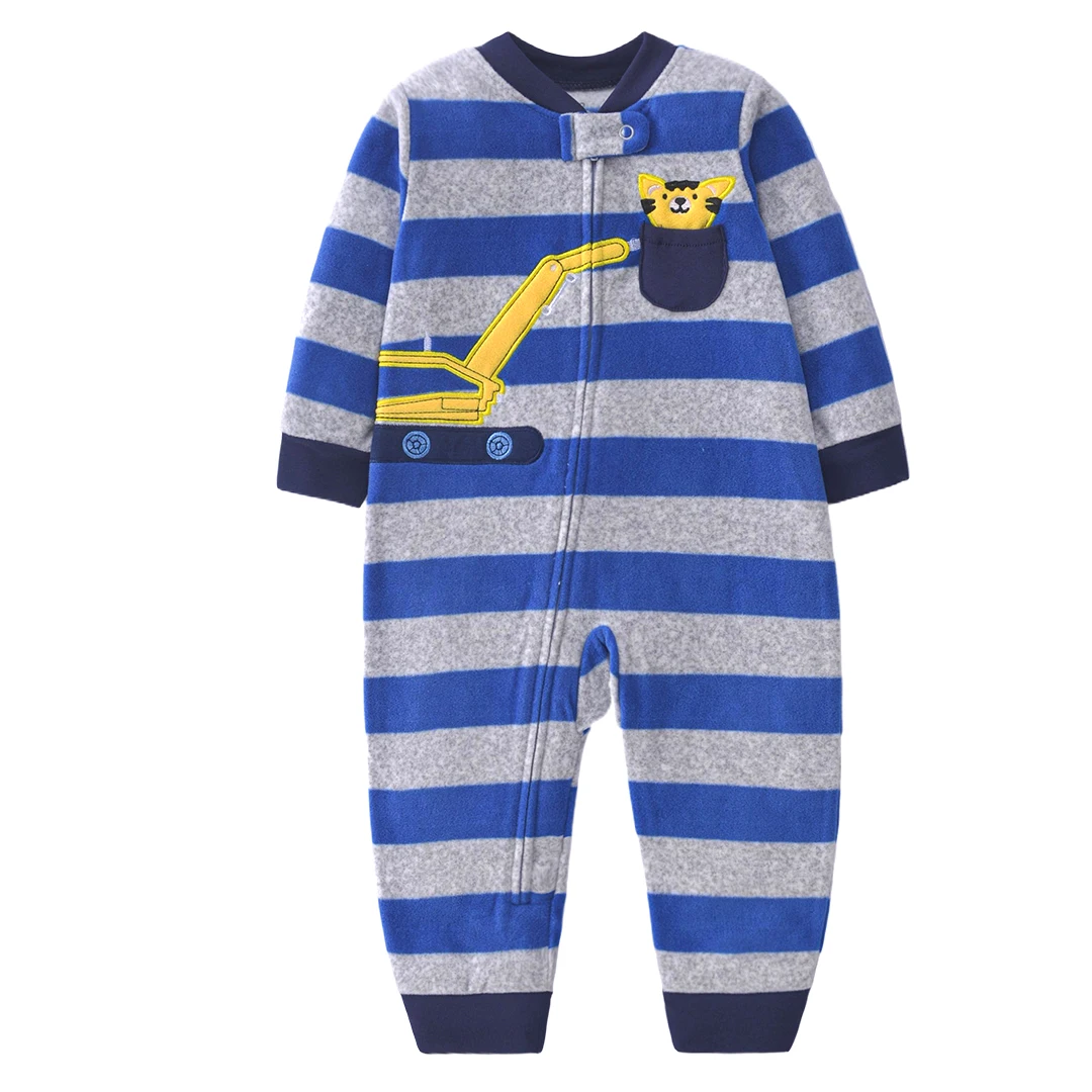Neugeborenen-Babykleidung Cartoon-Bären-Strampler mit Reißverschluss für Jungen und Mädchen Frühling Herbst Overalls Polar Fleece Outfit 9-24 Monate