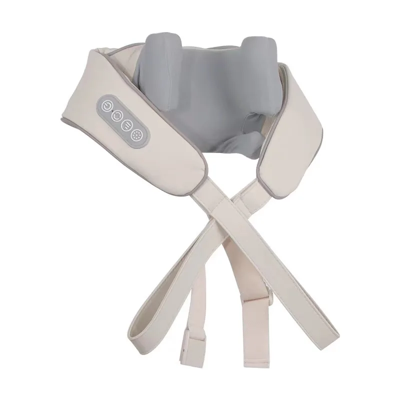 Massaggiatore Shiatsu per il collo, per un massaggio profondo dei tessuti, senza fili, per collo e spalle, con funzione riscaldante e massaggio elettrico impastante 4D._voghion.com