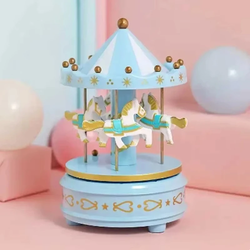 Carousel Music Box Music Box Luxury Music Box with 4 Rotating Horses Romantic Carousel Toy Handcrafted Gift Box