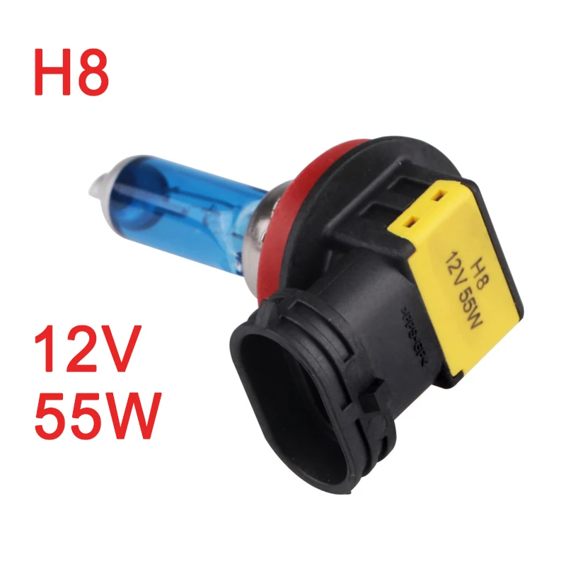 2Pcs H8 H11 12V 55W Super White Halogen Bulbs Fog Lights High Power Car Headlights Lamp Car Light Source parking 6000K auto 2