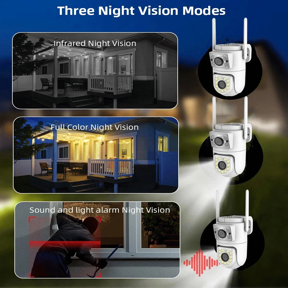 Security Camera 10MP Dual-Lens Wifi Tuya PTZ Outdoor 4K Dual Screen Security Protection IP Camera Color Night Vision Video Surveillance security camera