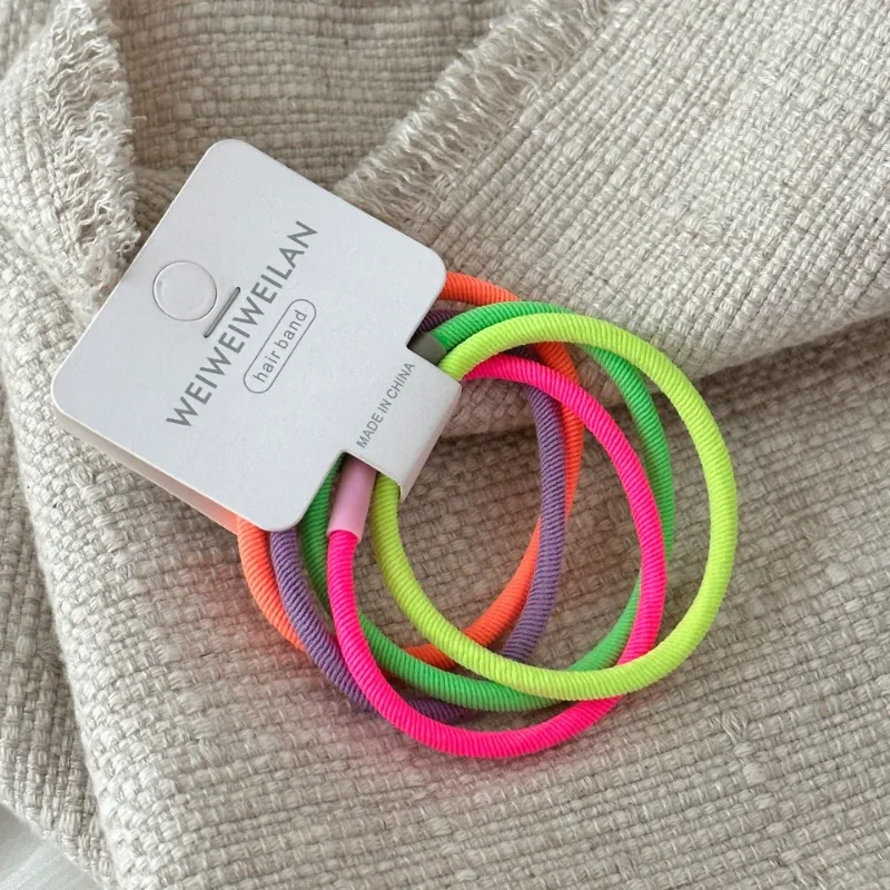 

5PC Fluorescent Color Good High Elasticity Hair Ties for Women Girls Ponytail Holder Hair Rings Rope Accessories