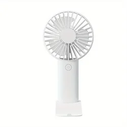 Rechargeable Portable Mini Handheld Fan with Adjustable Speeds and Built - In Phone Holder (White)