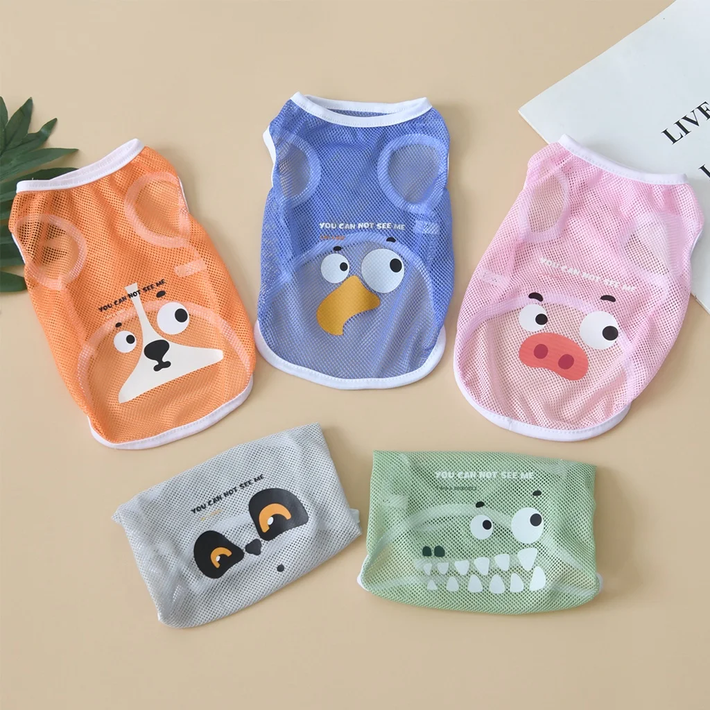 dog clothes Dog Clothes Spring/Summer Cool Mesh Tank Top Compared to Bear Golden Hair Keji Thin Breathable Cartoon Print Tank Top XS-6XL