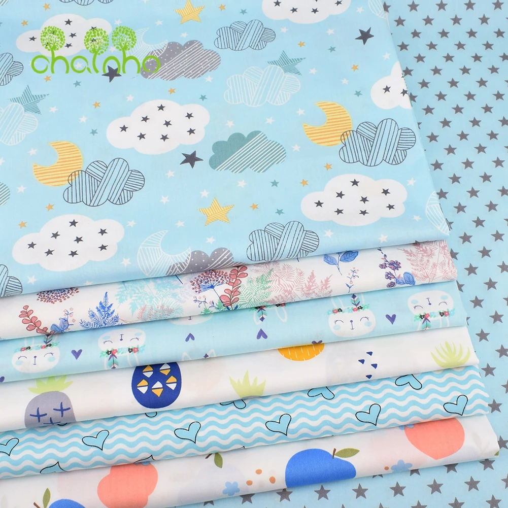 Chainho,Printed Twill Weave Cotton Fabric,Patchwork Cloth,DIY Sewing Quilting Material,7 Designs Cartoon Series,2 Sizes,15C170