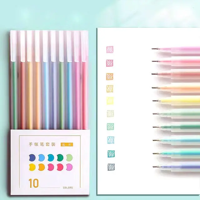 10pcs/set 0.5mm Marking Multicolored Signing Writing Colorful Gel Pen Set Ballpoint Pen Neutral Pen Students Stationery 4