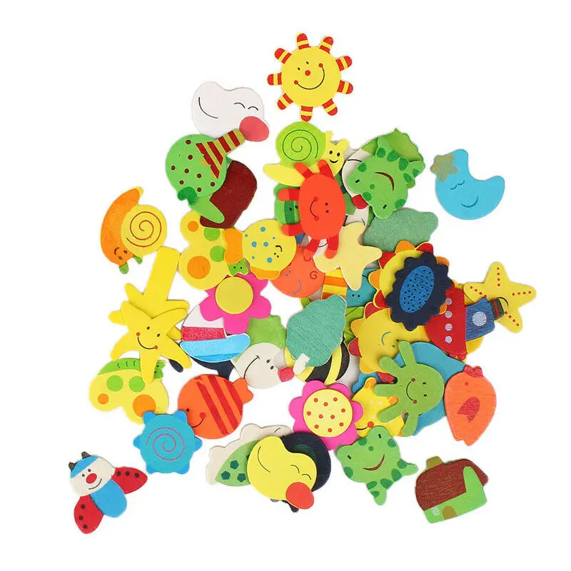 12Pcs/Set Baby Cute Wooden Cartoon Animal Fridge Magnets Educational Toys Souvenir Home Decor