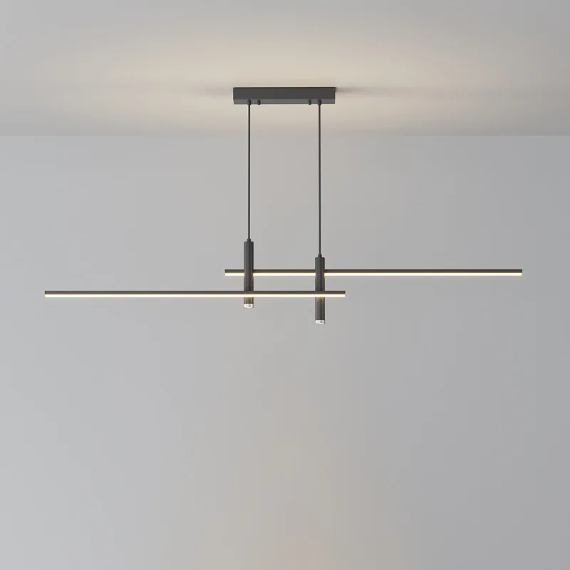 Restaurant Dining Led Pendant Lights Black Gold Minimalist Strip Kitchen Chandelier Lamp Modern Lampara Decor Lustre Fixtures