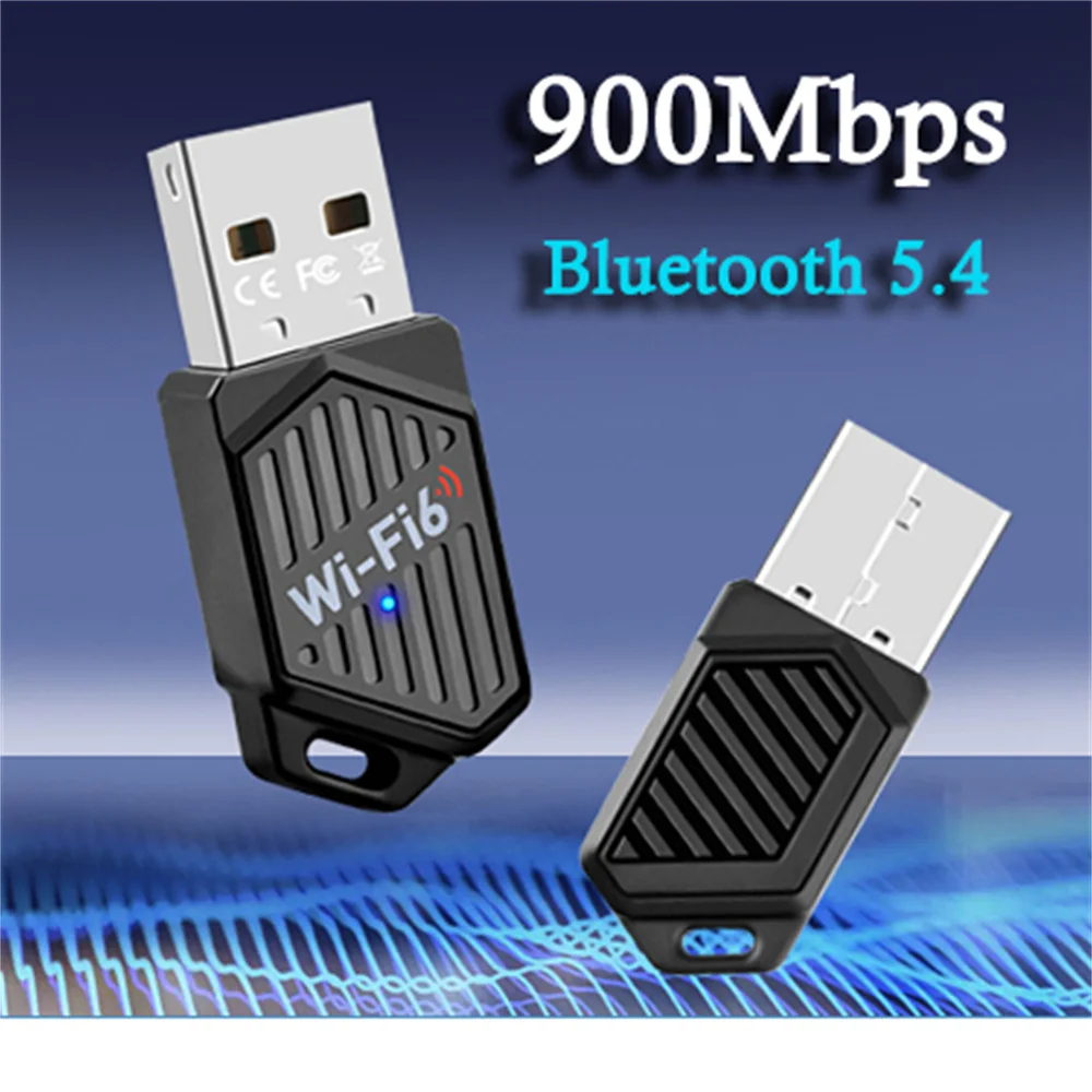 900Mbps USB WiFi 6 블루투스 5.4 어댑터 듀얼 밴드 2.4G 5G 무선 외장 수신기 WiFi 동글 (노트북 데스크탑 윈도우 7/10/11용)