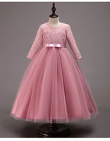 Little Big Girls Spring 3/4 Sleeves Lace Flower Girl Birthday Party Holiday Long Dress KLS1660 2