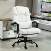 Massage Office Chair with 6 Vibrating Points, High Back Reclining Office Chair with Footrest and Remote, White 3