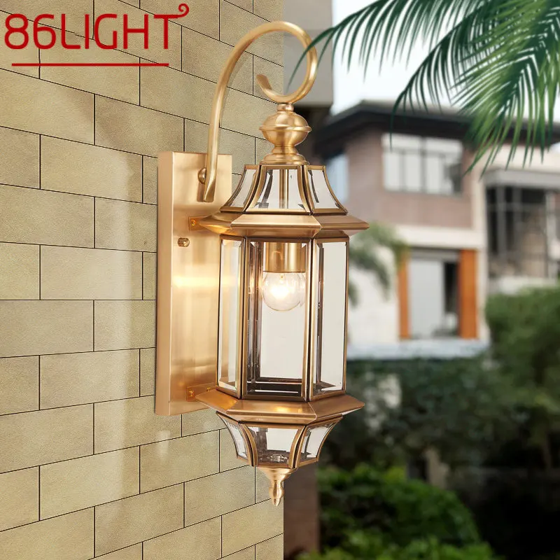 86LIGHT Contemporary Outdoor Brass Wall Lamp IP 65 Creative Design LED Copper Sconce Light Decor for Home Balcony
