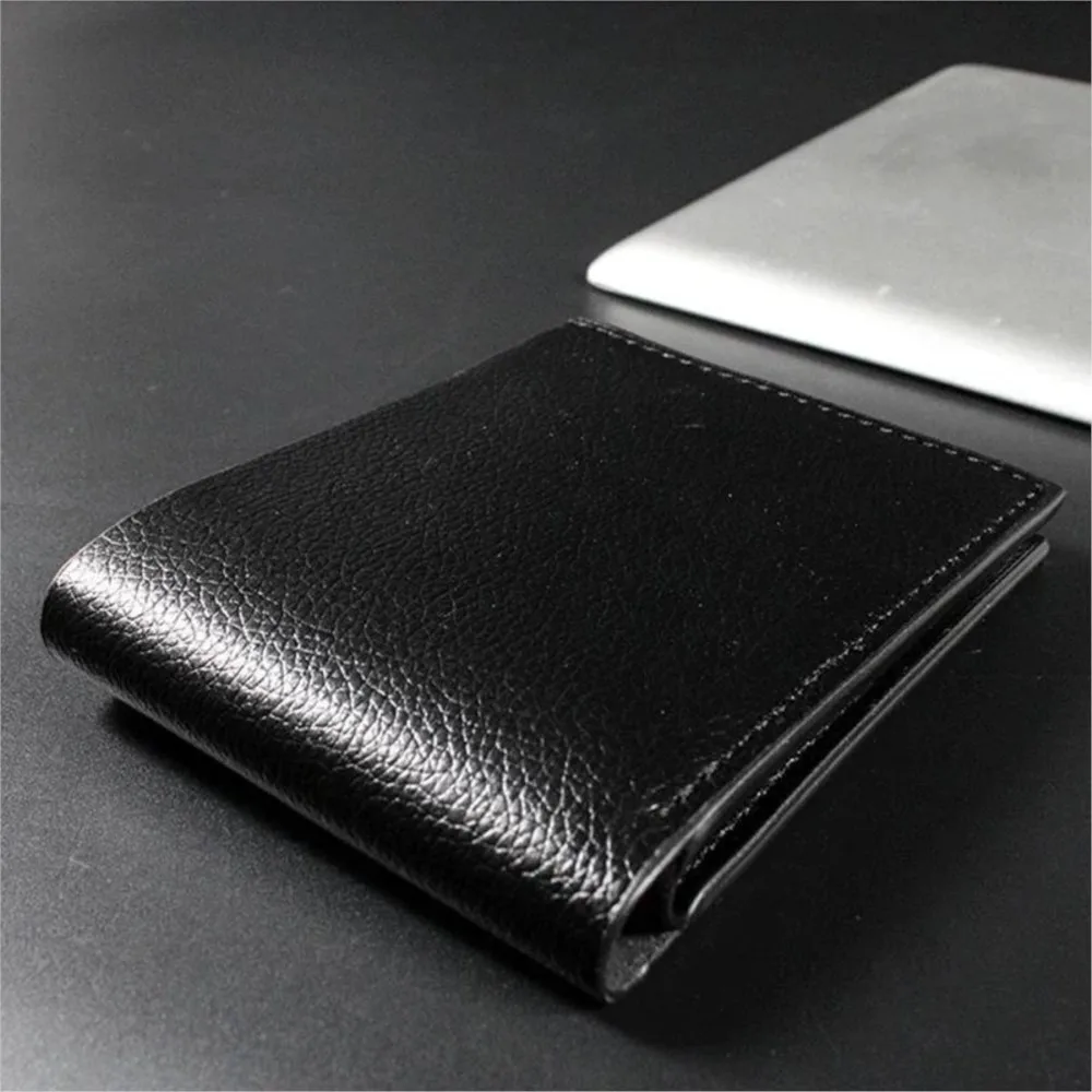 Portafoglio da uomo in vera pelle, prodotto premium, in vera pelle bovina, corto, nero, Portefeuille Homme, 동전 지갑 - immagine 3
