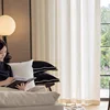 1PC Cream Mirror Transparent But Not Transparent Heat-insulating 2025 New Window Screens Curtains French Style Sun Protection 4