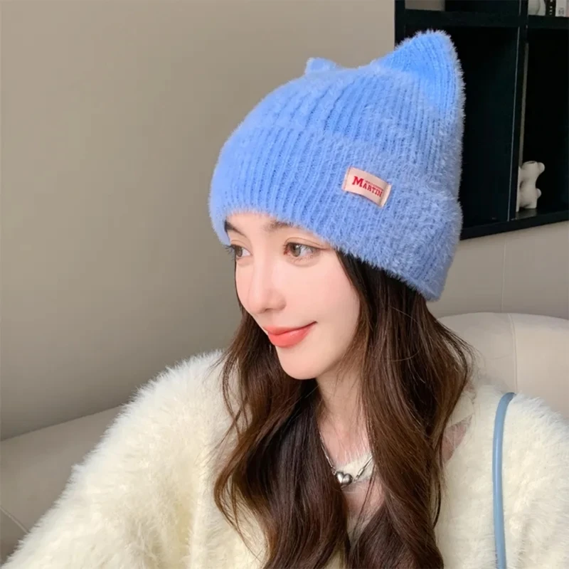 Knitting Warm Ear Beanie Hat Skull Sports Headwear Women Accessories