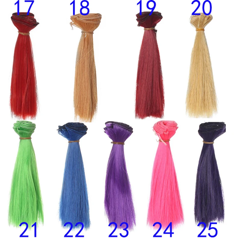 1pcs  Wig Refires Bjd Hair 15cm*100CM Black Gold Brown Green Pink Color Straight Wig Hair for 1/3 1/4 BJD Diy 3