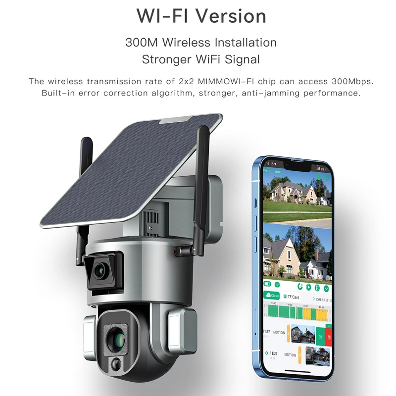 

WiFi Survalance Camera 4K 10X Optical Zoom Dual Lens Solar Camera Outdoor CCTV Security-protection Night Vision Motion Detection