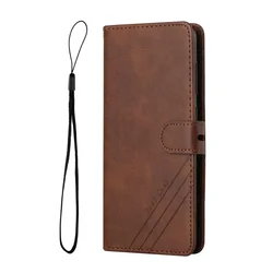 Luxury Leather Flip Wallet Cover for Reno 12F 5G (Brown)