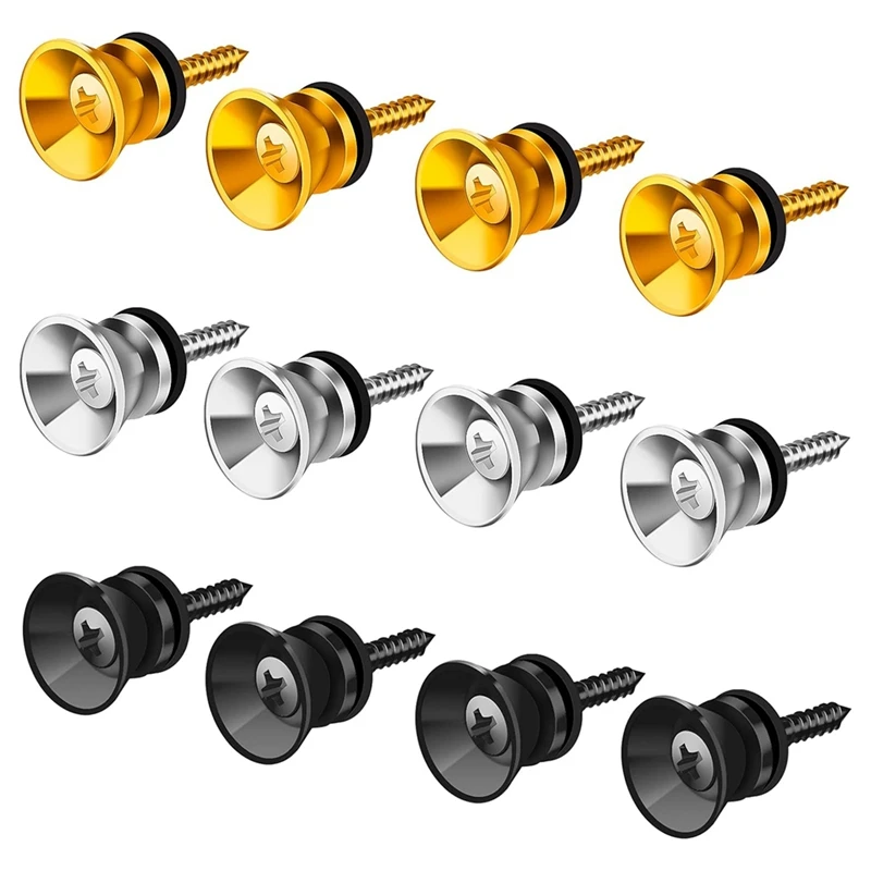 

12Pcs Guitar Strap Locks Buttons Metal End Pins With Mounting Screws For Acoustic Classical Electric Guitar Bass Ukulele