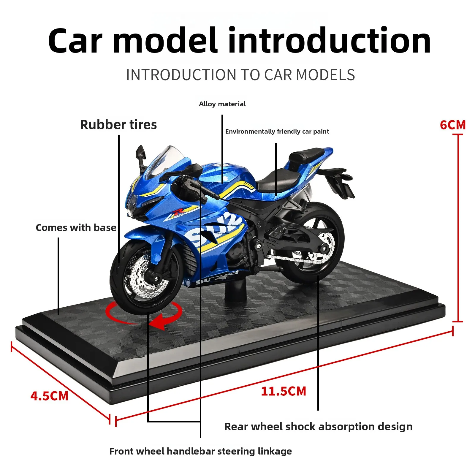 1:18 Scale Motorcycle Model Toy with Shock-Absorber Suspension - Off-Road Autobike Collection