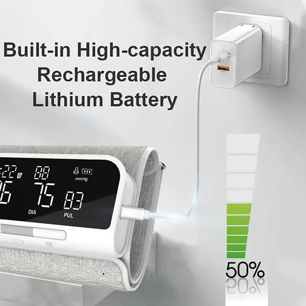 Rechargeable LI-ION Battery Digitization Tricolor LCD Large Screen Sphygmomanometer English Voice Arm Blood Pressure Monitor