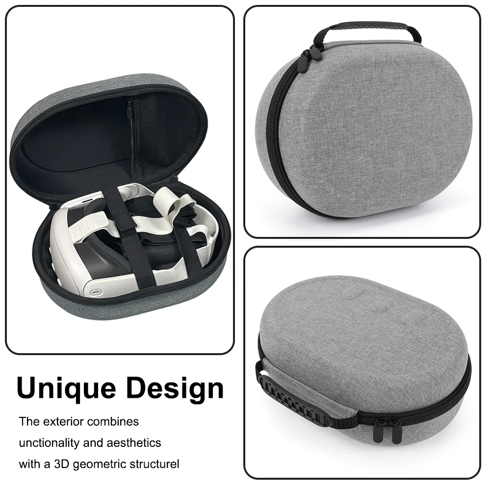 Portable Storage Bag Shockproof Travel Storage Bag Anti-Scratch Organizer Bag Partition with Mesh Bag for Meta Quest 3 Headset