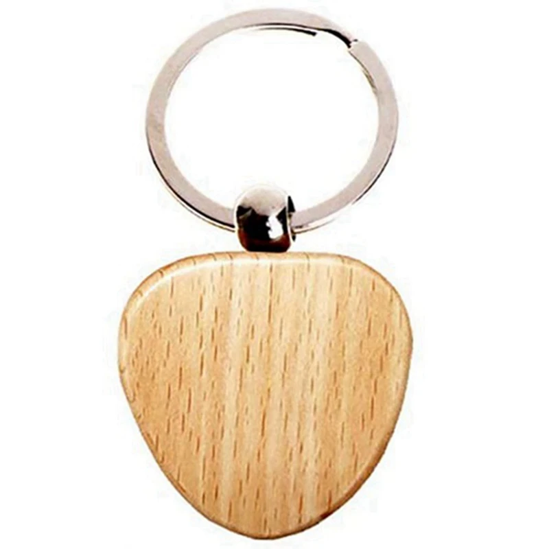 30Pcs Blank Heart-Shaped Wooden Key Chain DIY Wood Keychains Key Tags DIY Gift