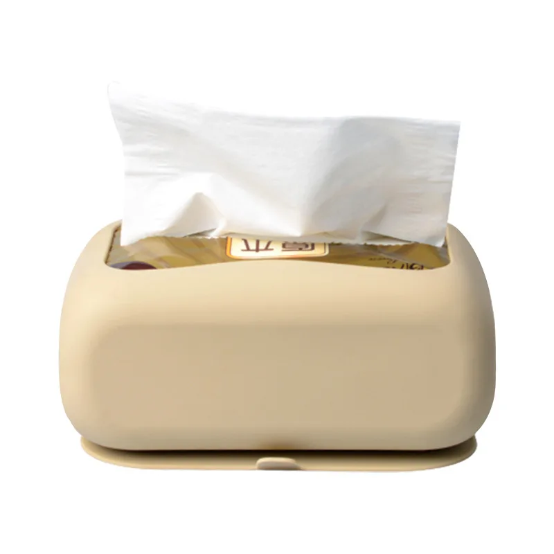 Silicone Suction Cup Tissue Box Wall-Mounted Napkin Storage Box Decorative Large Capacity Tissue Holder Dispenser Container 4