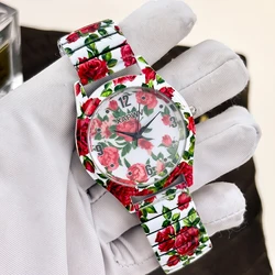 Elegant His and Hers Watch Set with Leaf and Rose Dial Design and Elastic Straps (Men Size 1)