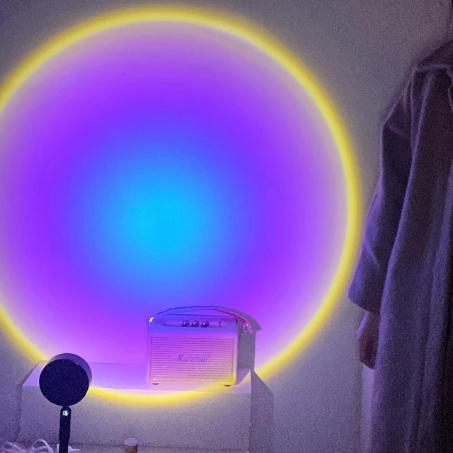 Usb Szivárvány Naplemente Piros Projektor Led Éjszakai Fény Napfényes Asztali Lámpa Hálószoba Bár Kávé Dekoráció Világítás - Image 5