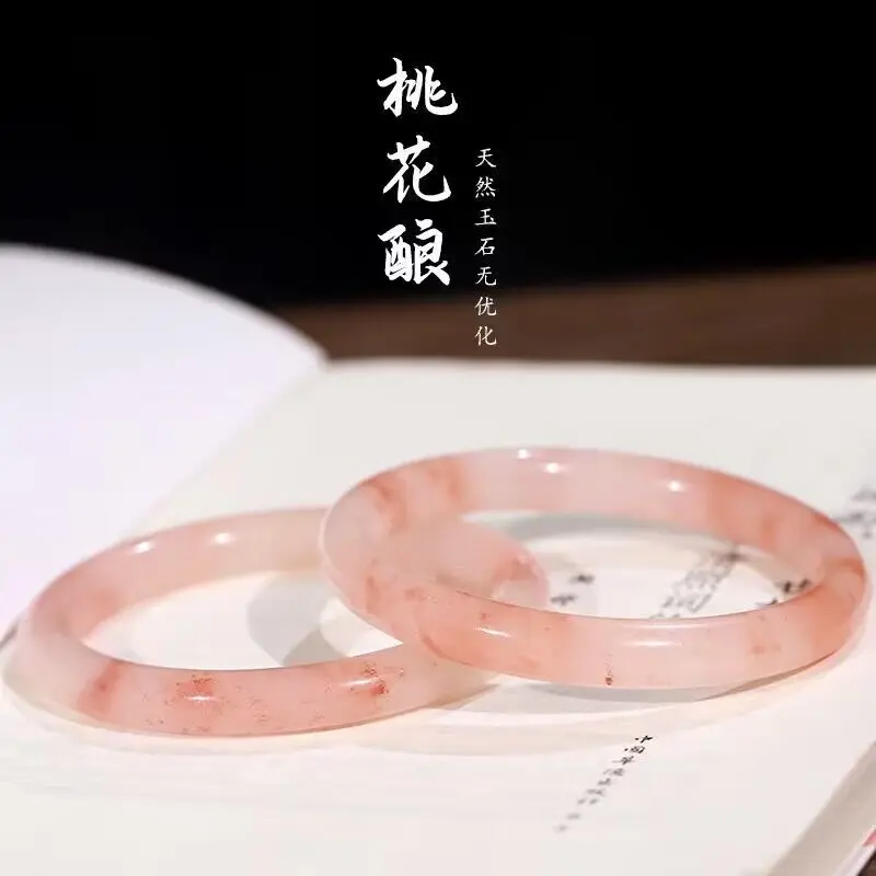 

Оптовая продажа, натуральный розовый круглый браслет Jinsi из нефрита