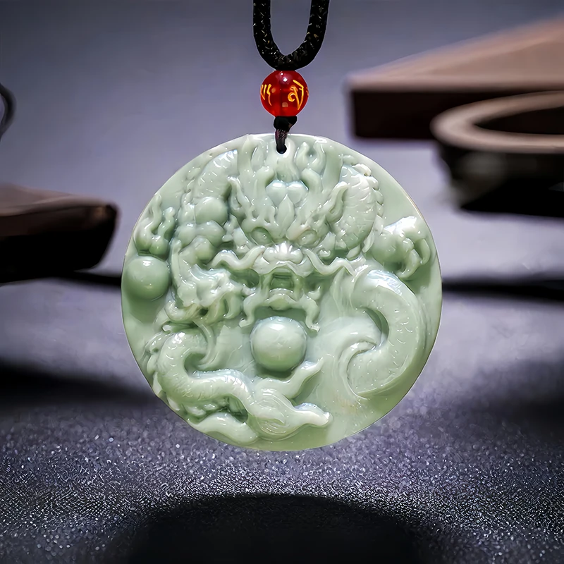 

Natural Real Jade Dragon Pendant Necklace Amulet Designer Charm Vintage Carved Jewelry Luxury Gemstones Gifts for Women Men