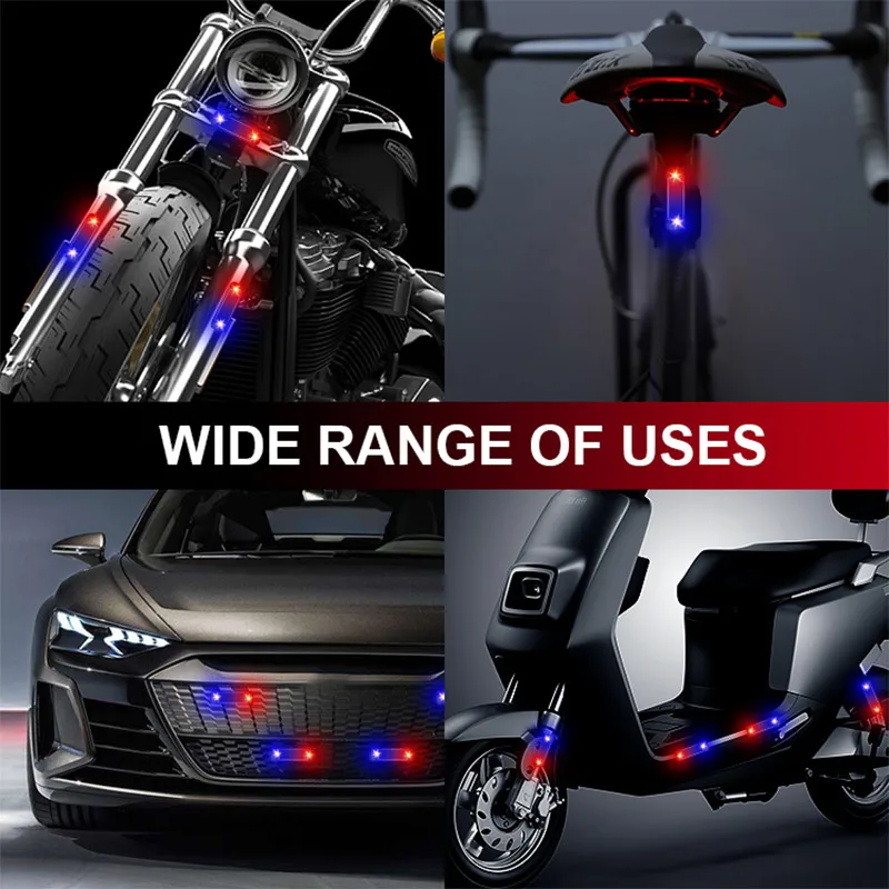 Solar Power Warning Light motorcycle led lights car led lights for Car Motorcycles LED Flashlight Indicator In-Night Caution Strobe Warning Light Running Lamp