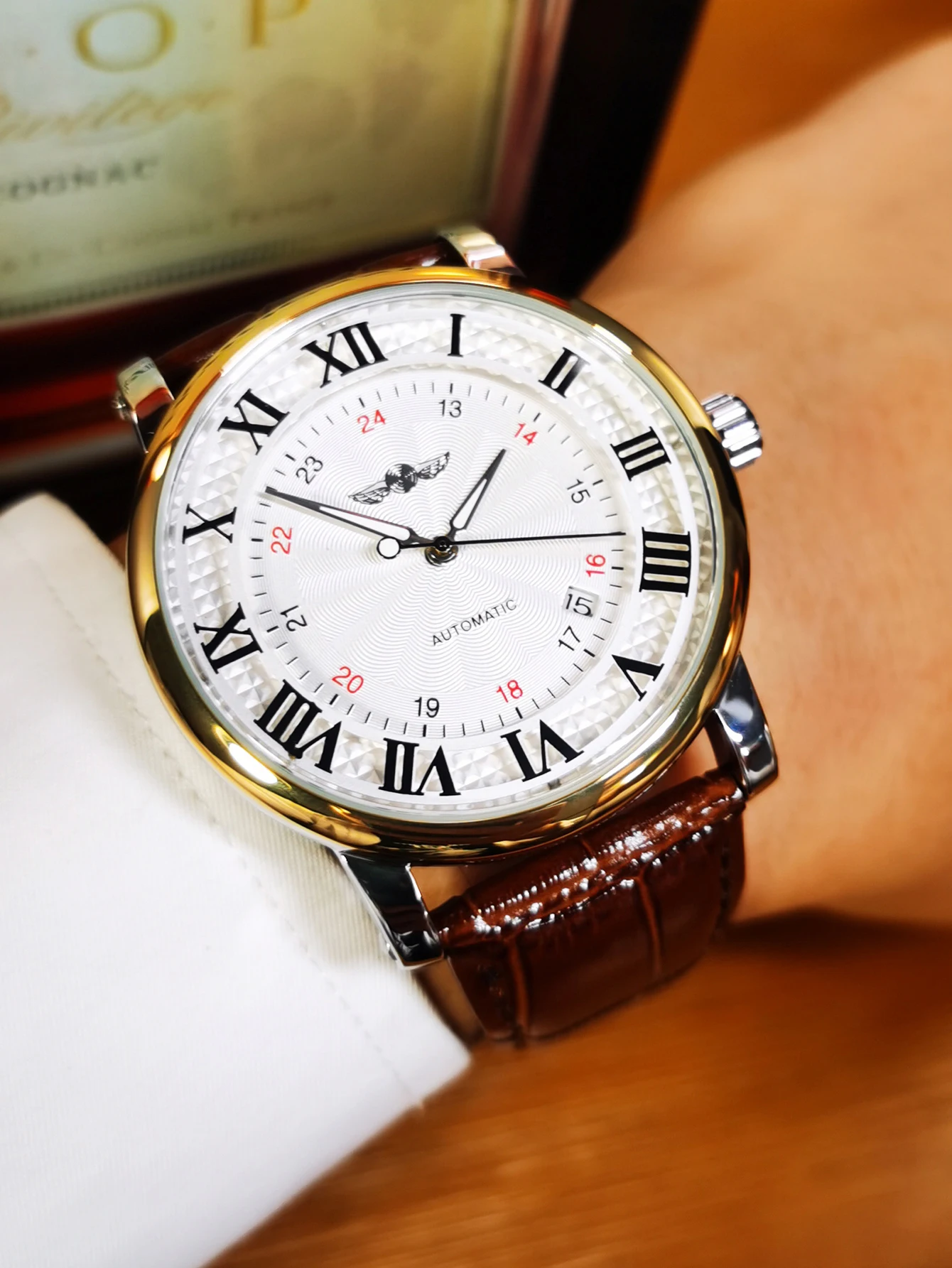 Orologio da pilota aviatore, in acciaio inox, eccanico, autoatico