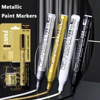 Metallic Paint Marker Pens with Ink Set Gold Silver White 2mm Art Markers for Manga Crafts Scrapbooking Stationery Art Supplies 2
